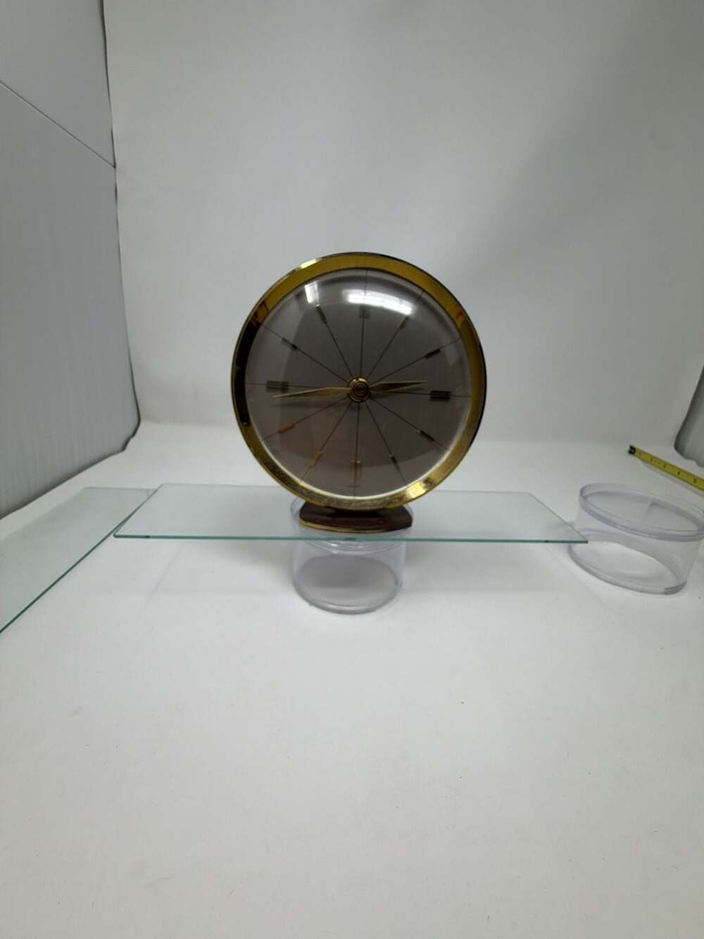 Vintage Mid-Century Modern German Brass Table Clock
